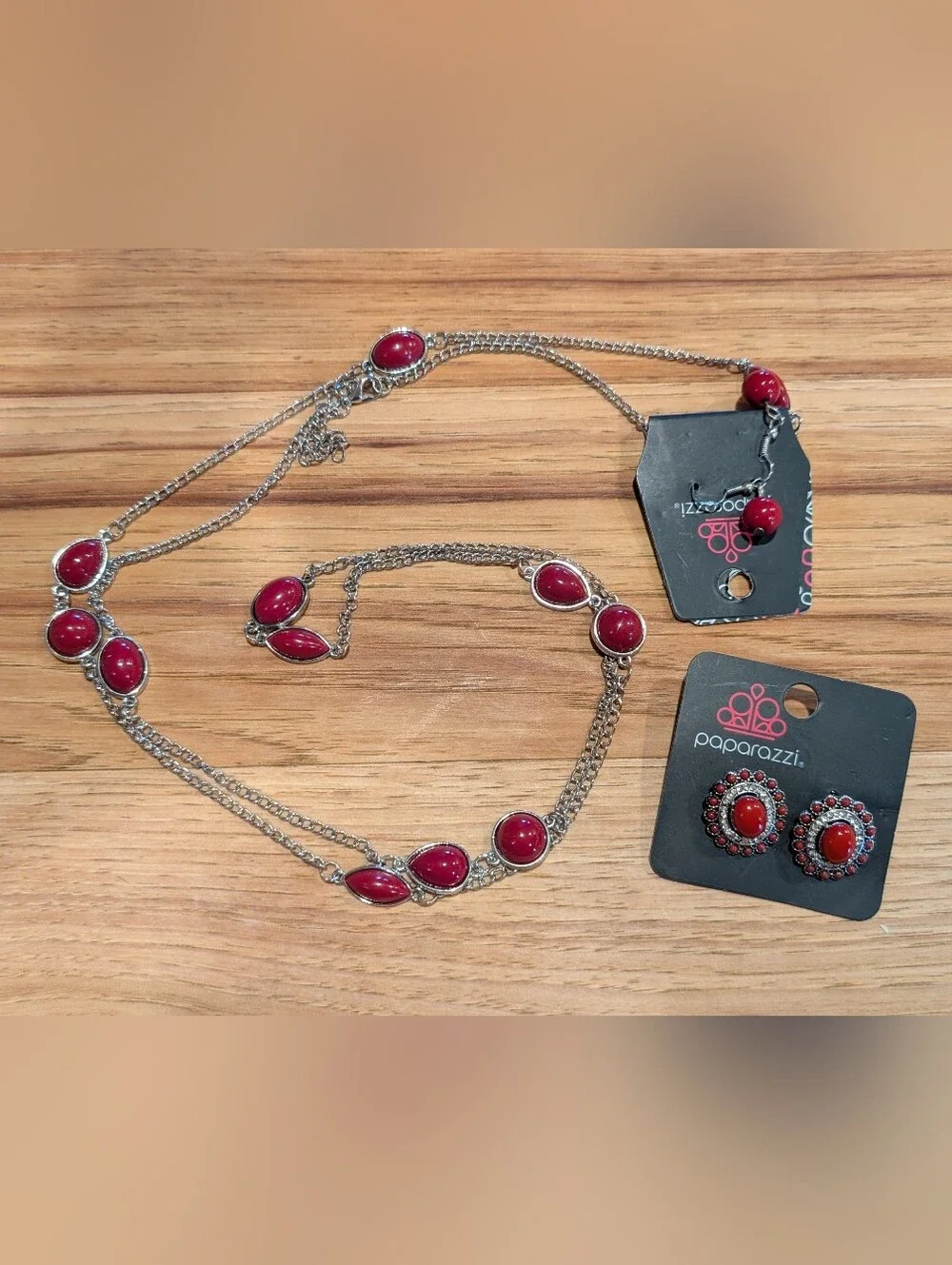 Paparazzi Red Cabochon Necklace Set